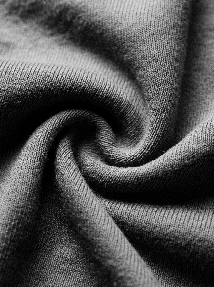 Macro close-up of plain t-shirt cotton fabric